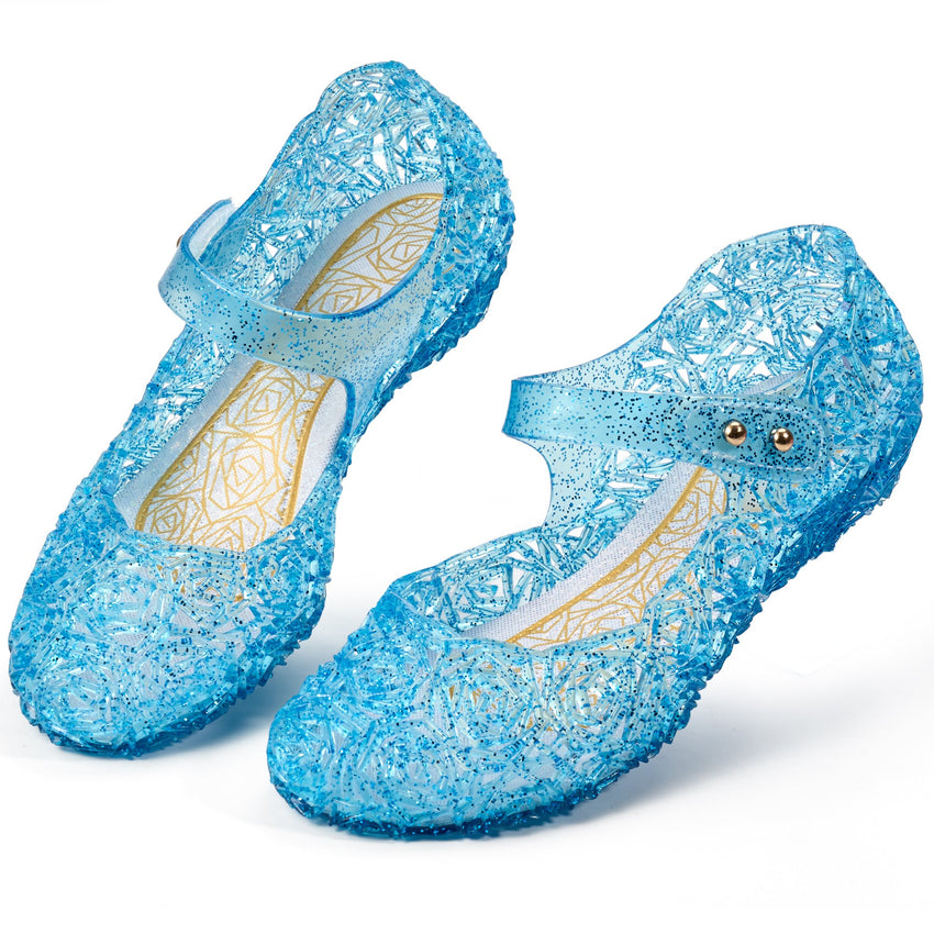 Ecetana Girls Jelly Sandals Princess Costumes Flats Shoes Cosplay Birthday Party Dress Up Shoes for Kids Toddler