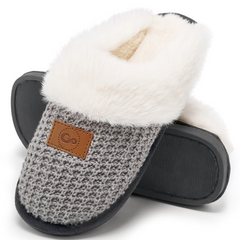 Ecetana Women's Fluffy Slippers Soft Comfort Memory Foam Indoor Outdoor House Slipper