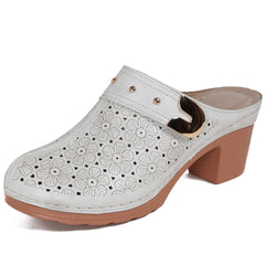 Ecetana Mules for Women Wedge Sandals Comfortable Dressy Slip On Shoes