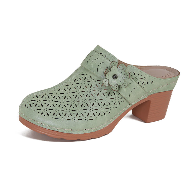Decould sylf Mules for Women Closed Toe Slip-on Clogs Comfortable Wedge Sandals