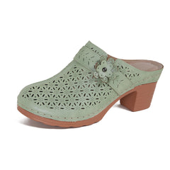 Decould sylf Mules for Women Closed Toe Slip-on Clogs Comfortable Wedge Sandals