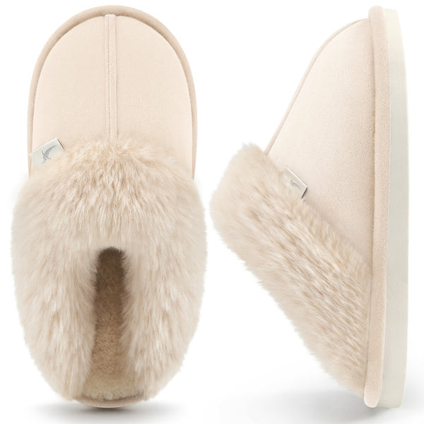 Ecetana Womens Slipper with Memory Foam Fluffy Soft Warm Slip On House Shoes