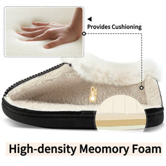 Slippers for Women House Shoes Winter: Comfy Memory Foam No-slip Womens Slippers with Fuzzy Faux Fur Indoors Outdoors