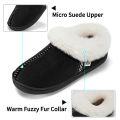 Slippers for Women House Shoes Winter: Comfy Memory Foam No-slip Womens Slippers with Fuzzy Faux Fur Indoors Outdoors