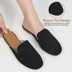 Mules for Women Suede Clogs: Comfortable Slip On Women Flats Backless Slides Loafers Womens Mules