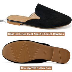 Mules for Women Suede Clogs: Comfortable Slip On Women Flats Backless Slides Loafers Womens Mules