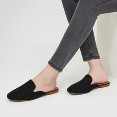 Mules for Women Suede Clogs: Comfortable Slip On Women Flats Backless Slides Loafers Womens Mules