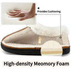 Slippers for Women House Shoes Winter: Comfy Memory Foam No-slip Womens Slippers with Fuzzy Faux Fur Indoors Outdoors