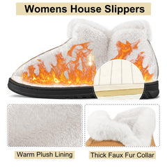 Slippers Women House Shoes Winter: Comfy Memory Foam No-slip Loafer Slippers for Women with Fuzzy Faux Fur Indoors Outdoors