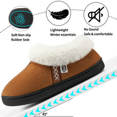 Slippers for Women House Shoes Winter: Comfy Memory Foam No-slip Womens Slippers with Fuzzy Faux Fur Indoors Outdoors