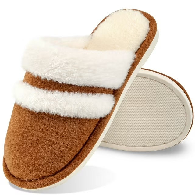 HARENC Cozy Slippers for Women Indoor and Outdoor Fuzzy House Shoes with Memory Foam