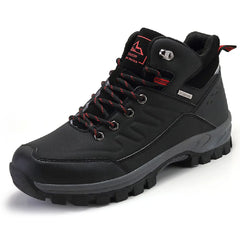 HARENC Mens Waterproof Hiking Boot Outdoor Anti-Slip Shoes, Black 7.5