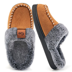 Ecetana Slippers for Women Fuzzy Slippers Memory Foam Anti-slip House Shoes