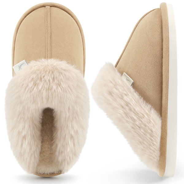 Ecetana Womens Slipper with Memory Foam Fluffy Soft Warm Slip On House Shoes