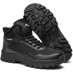 Ecetana Snow Boots for Men Faux Fur Winter Ankle Boot Lace Up Anti-Slip Outdoor Hiking Shoes