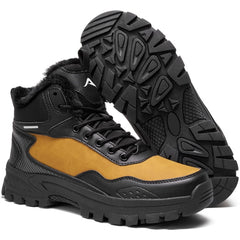 Ecetana Snow Boots for Men Faux Fur Winter Ankle Boot Lace Up Anti-Slip Outdoor Hiking Shoes