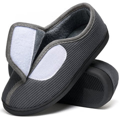 Ecetana Men's Corduroy Closed Back Slippers Plush Fleece Lined Indoor House Shoes