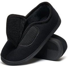 Ecetana Men's Corduroy Closed Back Slippers Plush Fleece Lined Indoor House Shoes
