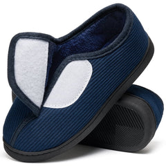Ecetana Men's Corduroy Closed Back Slippers Plush Fleece Lined Indoor House Shoes