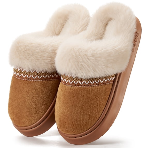 Ecetana Women's Cozy Slippers Memory Foam Fuzzy Slipper Anti-slip House Shoes