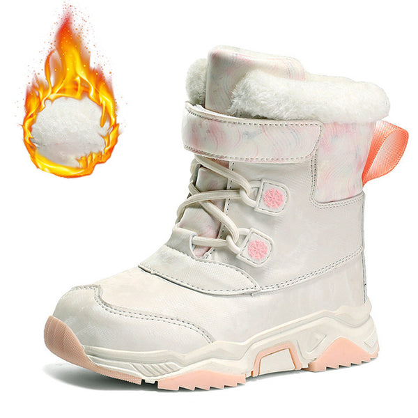 HARENC Girls Boys Snow Boots Winter Waterproof Slip Resistant Cold Weather Shoes