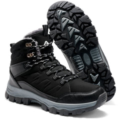 Ablanczoom Mens Snow Boots: Waterproof Outdoor Non-Slip Winter Hiking Boots Men Shoes with Warm Fur Lined