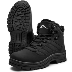 Ecetana Men's Snow Boots Winter Warm Faux Fur Lined Waterproof Non-slip Outdoor Camping Trekking Trail Shoes