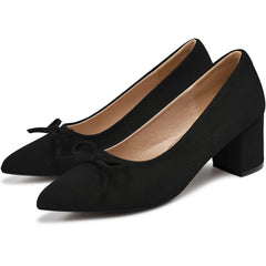 Ecetana Women's Pumps Closed Toe heels Pointed-Toe Chunky Heel Dress Shoes Comfortable Heels