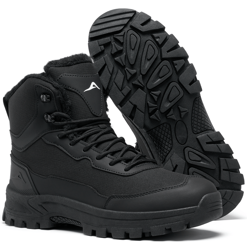 Ecetana Men's Winter Snow Boots Waterproof Warm Faux Fur Lined Durable Boot Anti Slip Outdoor Warm Climbing Shoes