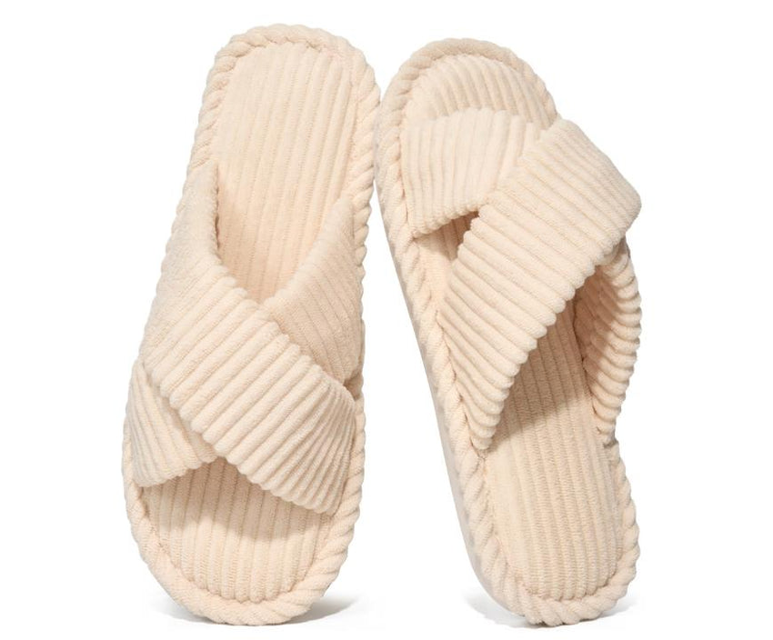 Ecetana Women's Slippers Soft Comfort House Shoes for Women Cross-Strap Fleece Slippers