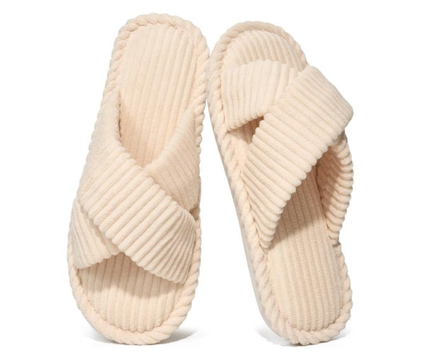 Ecetana Women's Slippers Soft Comfort House Shoes for Women Cross-Strap Fleece Slippers