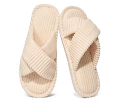 Ecetana Women's Slippers Soft Comfort House Shoes for Women Cross-Strap Fleece Slippers