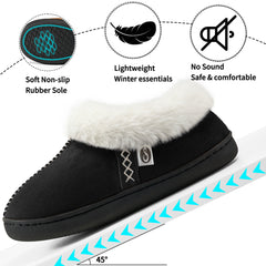 Slippers for Women House Shoes Winter: Comfy Memory Foam No-slip Womens Slippers with Fuzzy Faux Fur Indoors Outdoors