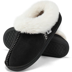 Slippers for Women House Shoes Winter: Comfy Memory Foam No-slip Womens Slippers with Fuzzy Faux Fur Indoors Outdoors