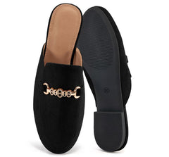 Ecetana Women's Mules Classic Suede Slip On Shoes Closed Toe Backless Flat Loafer Slides for Business Work Office Casual