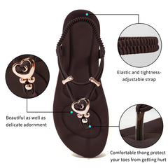 Almusen Women Flats Sandals Summer Beach Shoes Ankle T-Strap Adult Casual Flip Flops Dress Shoes