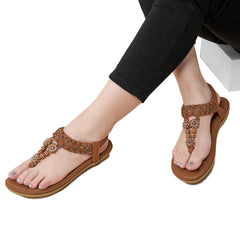 Womens Sandals Clip toe Rhinestone Summer Flat sandal