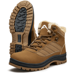 Ecetana Men's Snow Boots Winter Warm Faux Fur Lined Waterproof Non-slip Outdoor Camping Trekking Trail Shoes