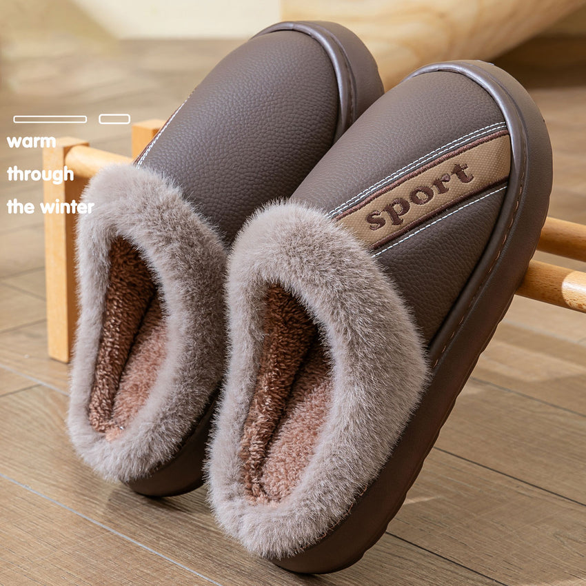 Ablanczoom Slippers Men Shoes: Memory Foam Winter Men Slippers Waterproof Non-Slip Warm Fuzzy Faux Fur Indoor Outdoor