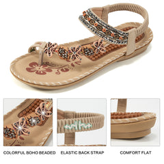 Women Summer Sandals Rhinestone Flats Sandals Female Casual Comfortable Massage Beach Shoes