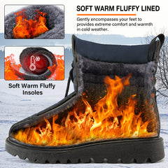 Women Snow Boots Winter Warm Faux Fur Waterproof Lace-up Ankle Booties