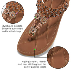 Womens Sandals Clip toe Rhinestone Summer Flat sandal