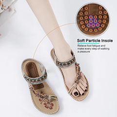 Women Summer Sandals Rhinestone Flats Sandals Female Casual Comfortable Massage Beach Shoes