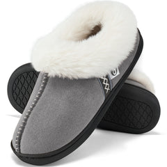 Slippers for Women House Shoes Winter: Comfy Memory Foam No-slip Womens Slippers with Fuzzy Faux Fur Indoors Outdoors