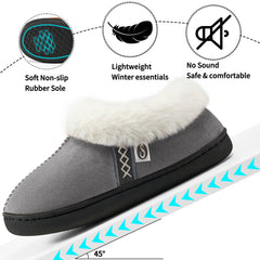 Slippers for Women House Shoes Winter: Comfy Memory Foam No-slip Womens Slippers with Fuzzy Faux Fur Indoors Outdoors