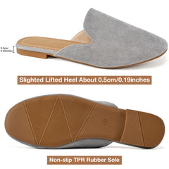 Mules for Women Suede Clogs: Comfortable Slip On Women Flats Backless Slides Loafers Womens Mules