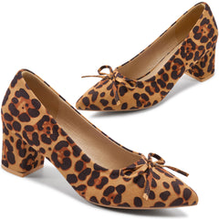 Ecetana Women's Pumps Closed Toe heels Pointed-Toe Chunky Heel Dress Shoes Comfortable Heels