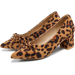 Ecetana Women's Pumps Closed Toe heels Pointed-Toe Chunky Heel Dress Shoes Comfortable Heels