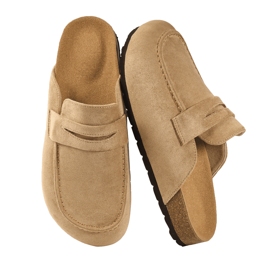 Decould sylf Women's Suede Mules & Clogs Soft Cork Footbed Potato Shoes Slip On Comfort Casual Shoes with Arch Support
