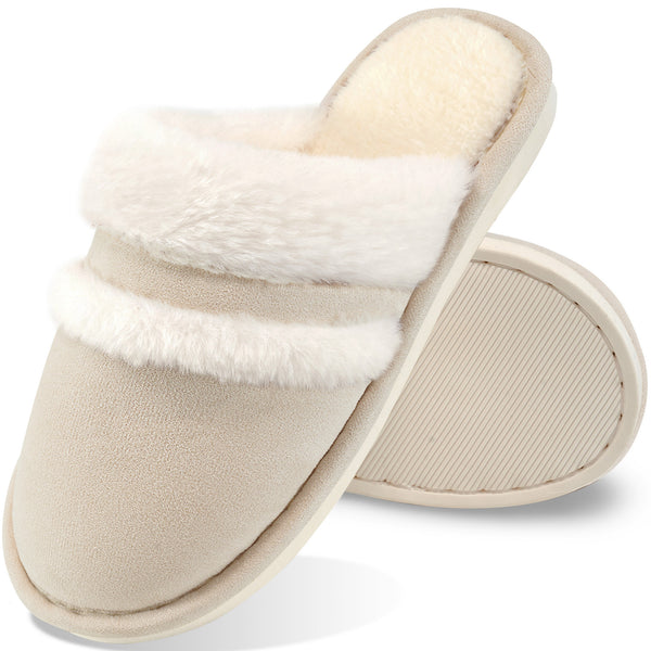 HARENC Cozy Slippers for Women Indoor and Outdoor Fuzzy House Shoes with Memory Foam